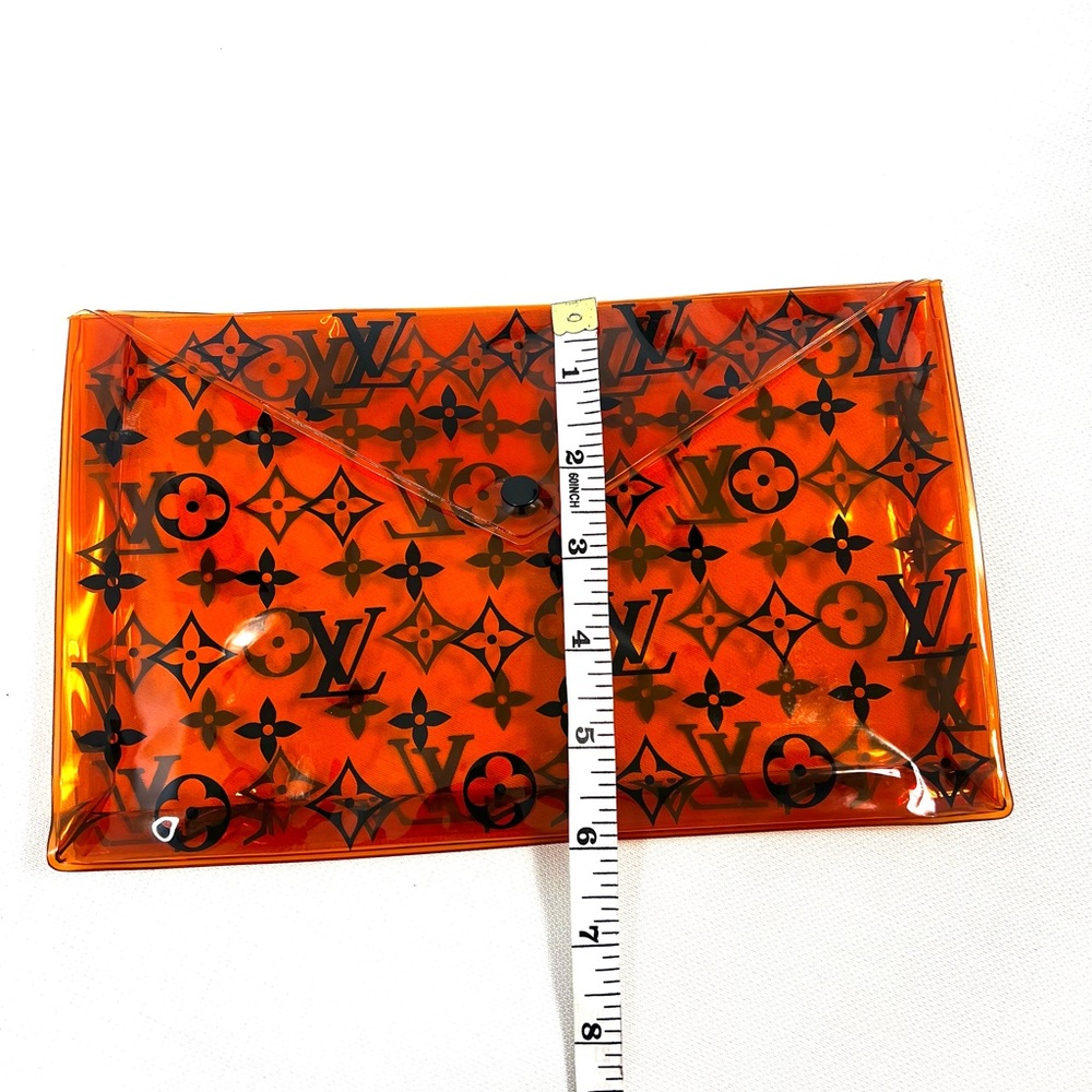 Louis Vuitton PVC Monogram Printed Envelope Pouch in orange transparent plastic - Picture 9 of 16